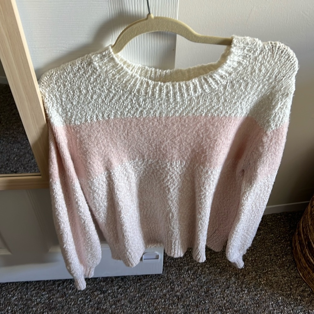 White and Pink sweater size small